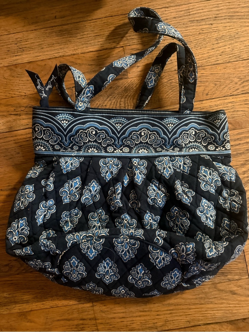 Vera Bradley Navy and Light Blue Quilted Paisley Tote